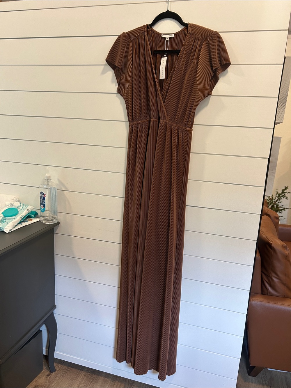 Baltic Born Chocolate Brown Pleated Maxi Dress